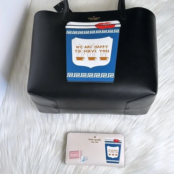 NWT💃Kate Spade Collectable Bundle Coffee Break Tote Shoulder and Wallet Set - Picture 6 of 11